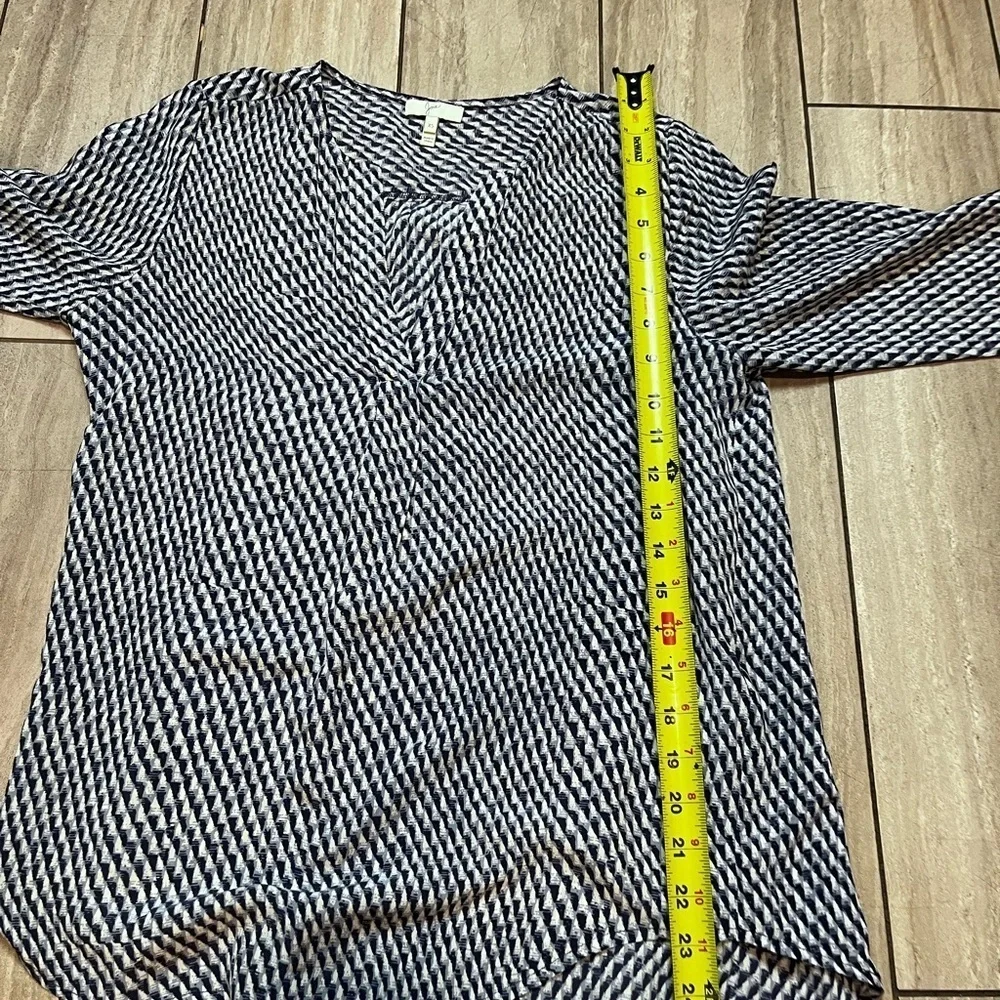 Joie Black White Silk Geometric Print Blouse Size XS